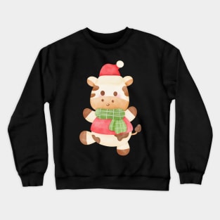 Cow Reindeer Hat Santa Christmas Lights Crewneck Sweatshirt